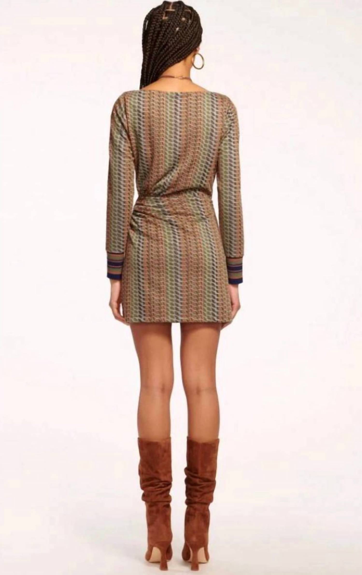 Ramy Brook Wheeler Geometric Metallic Stripe Dress in dark moss - women's dress - alternate view
