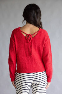 La Miel - Fuzzy Reversible V Neck Sweater