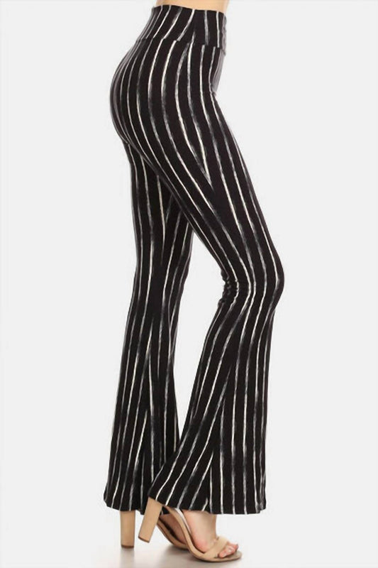 By Together - Leggings Depot Striped High Waist Flare Pants