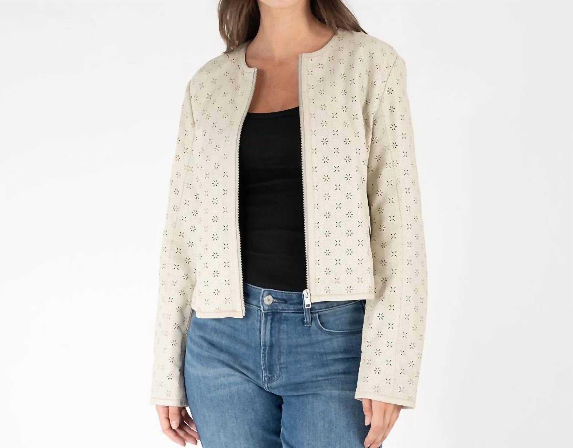 MAURITIUS Hillary Cf Leather Jacket in ivory - women's jacket