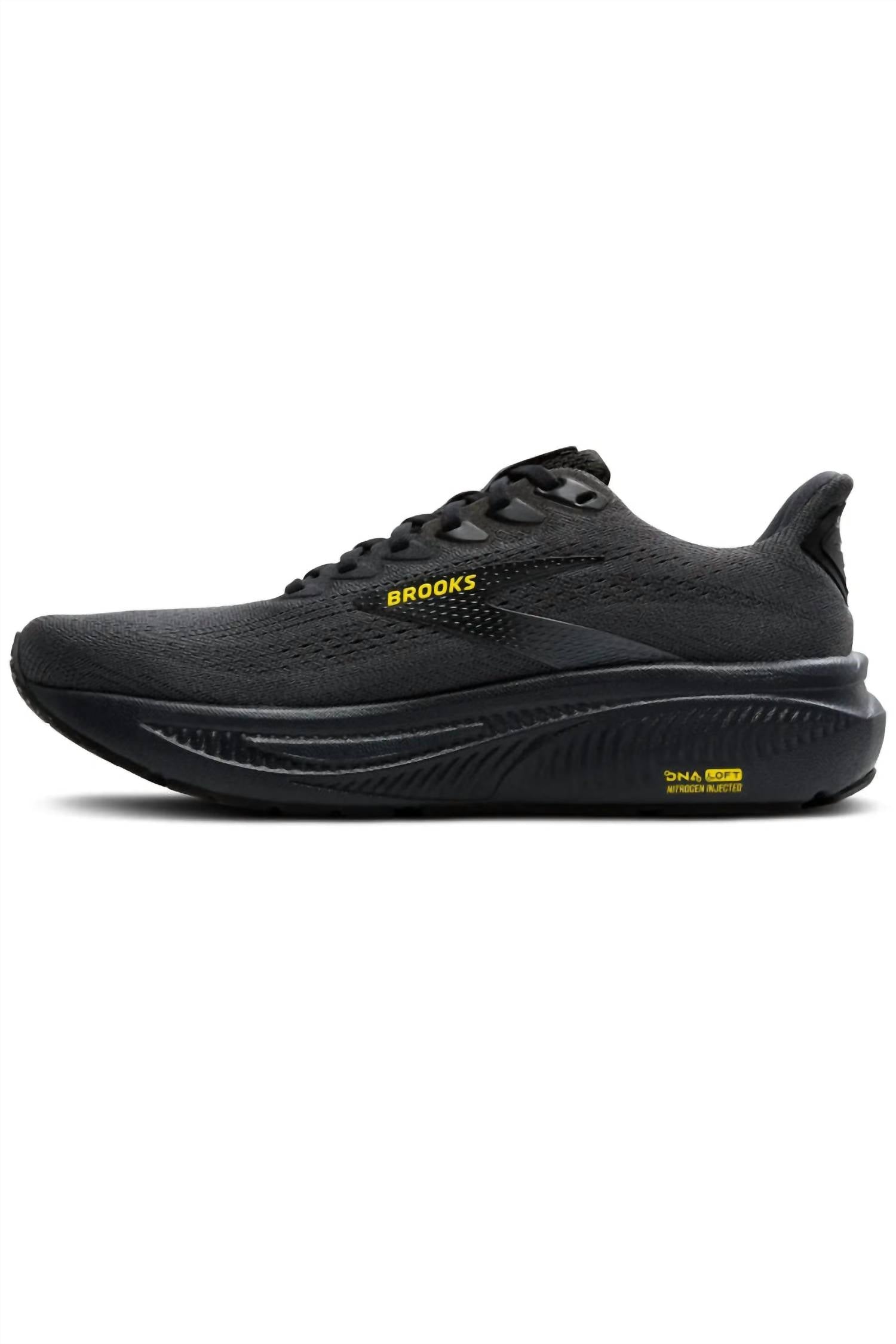 BROOKS Men's Ghost 17 Running Shoe in ebony black yellow - men's shoe - alternate view