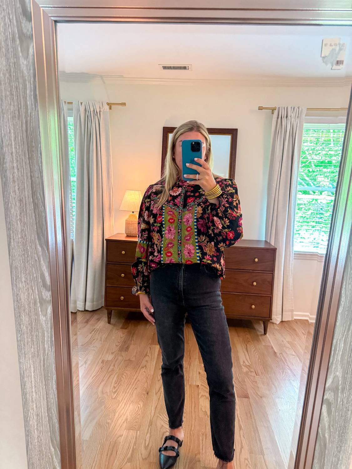 &Merci - Women's Floral Border Print Top