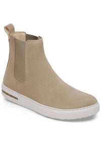 BIRKENSTOCK Women's Bend Chelsea Boot in taupe suede - women's shoe - detail view