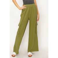 Risen - High Rise Linen Wide Cargo Pants