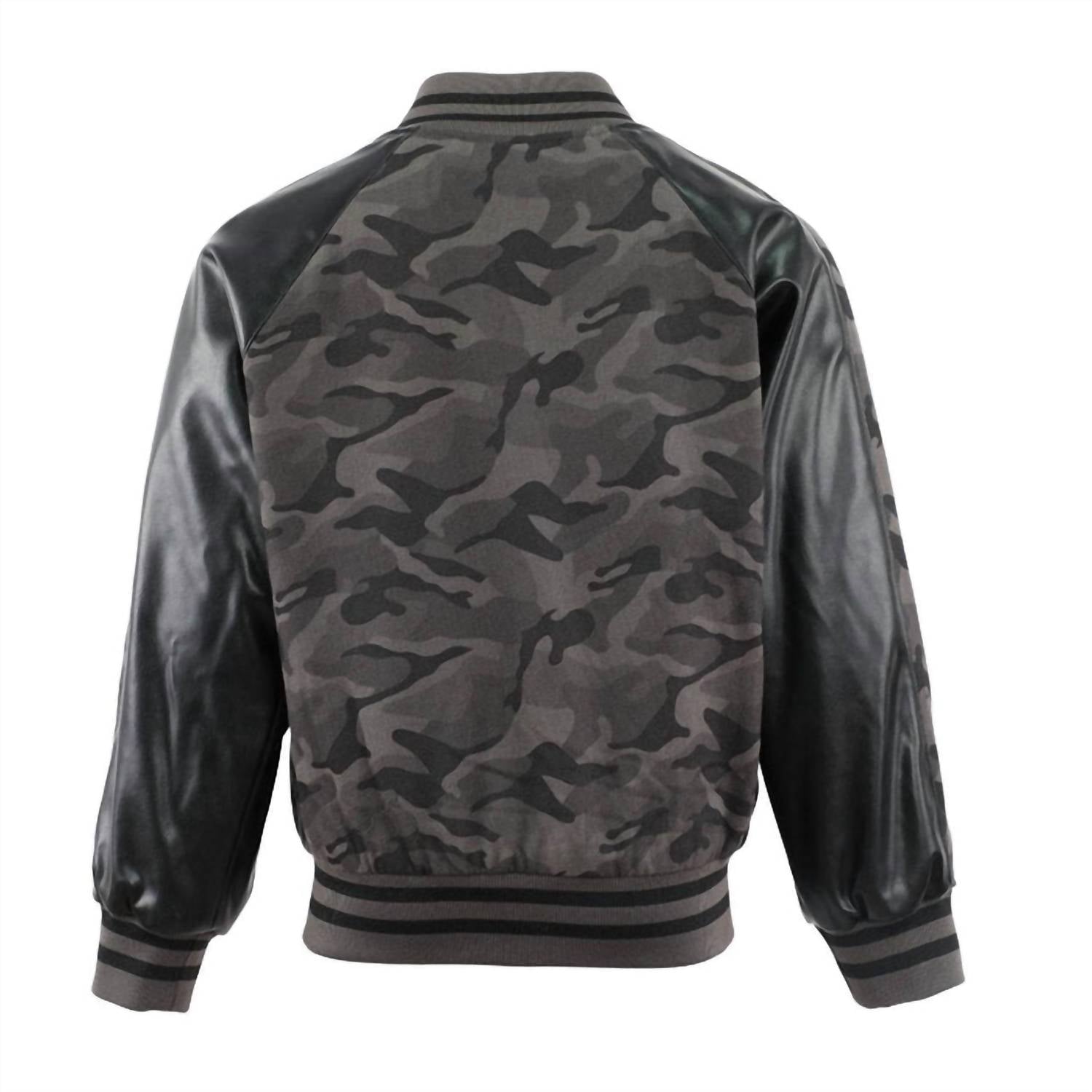 Lola + The Boys Kid's Camo Flash Leather Bomber in black - item - detail view