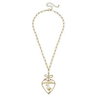 Canvas Style - Women's Flamingo And Bamboo Heart Pendant Necklace