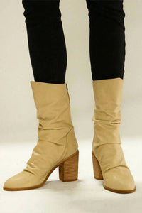 BEAST FASHION Women's Ciena Slouchy Mid-calf Boot in beige - women's shoe - alternate view