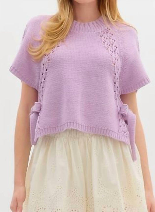 Entro - Knit Sweater Top With Side Tie Over Slit Hem