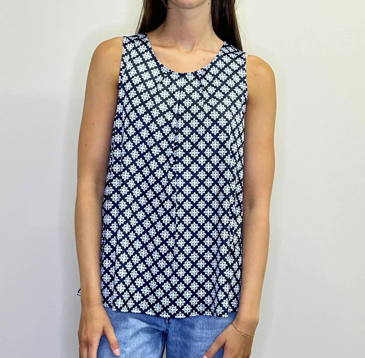 Papillon - Geo Printed Stretch Pleated Top