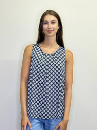 Papillon - Geo Printed Stretch Pleated Top