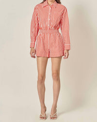 English Factory Stripe Edit Romper in orange - women's pants