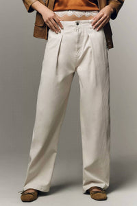 PISTOLA Eden Pleated Barrel Trousers in parchment - women's pants - detail view
