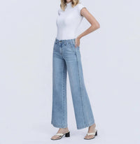 Flying Monkey - High Rise Trouser Hem Twist Wide Leg Jeans