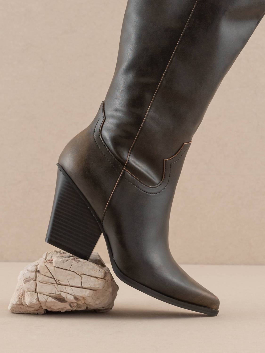 OASIS SOCIETY Women's Barcelona Knee High Western Boot in brown - women's shoe - detail view