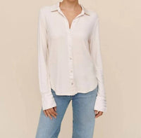 Bella Dahl Mixed Button Down Shirt in winter white - women's shirt