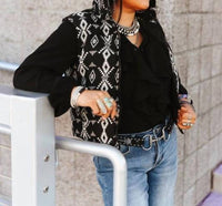 Lucky & Blessed Outlaw Aztec Vest in black - women's jacket