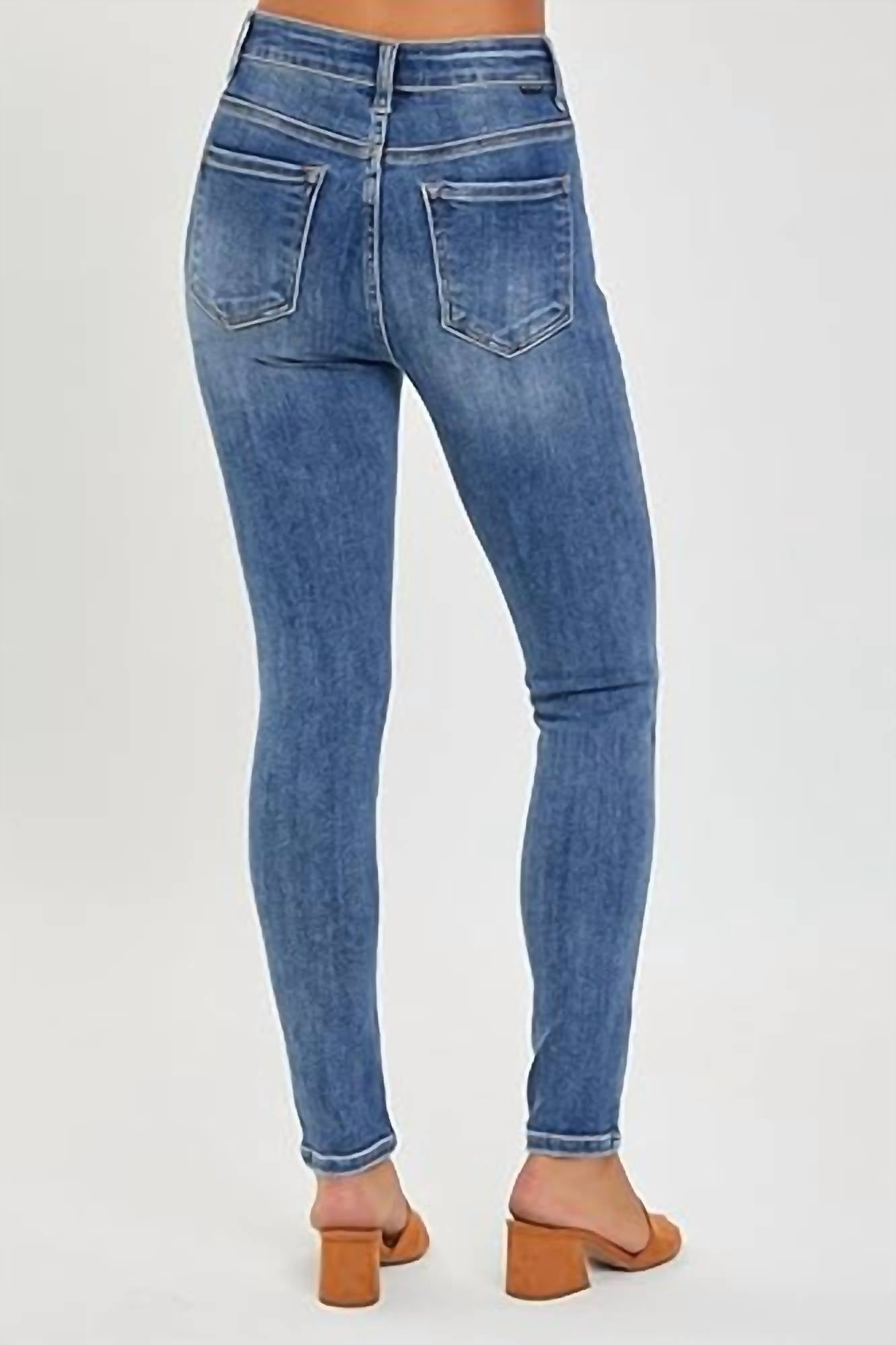 Risen - Women's Tiffany Mid Rise Non Distressed Skinny Jeans