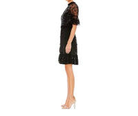 Mac Duggal - Embellished Illusion High Neck Mini Dress