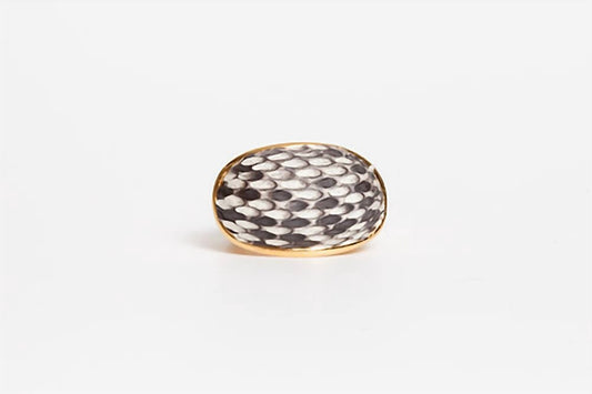 Avenue Chic - Women's Exotic Leather Dome Ring