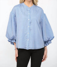 Fate - Pinstripe Bubble Sleeve Blouse