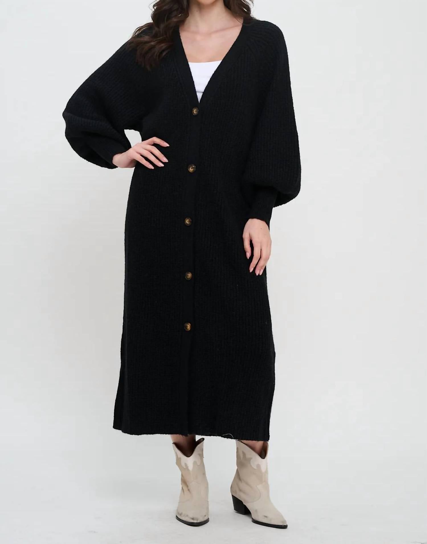 Meet Me In Santorini - Sweater Button-down Front Long Duster