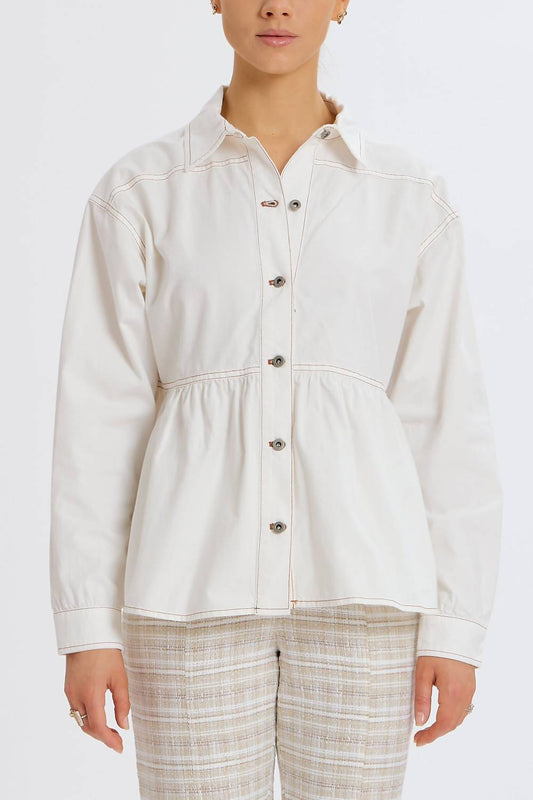 Something Navy - Chambray Peplum Shirt