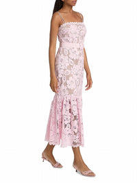 Self-Portrait - Tie-Waist Crochet Midi Dress