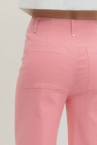 Entro - Solid High Rise Wide Leg Pants