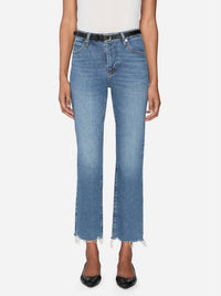 FRAME Ruler Cropped Jeans in stash destructed fray - women's jeans