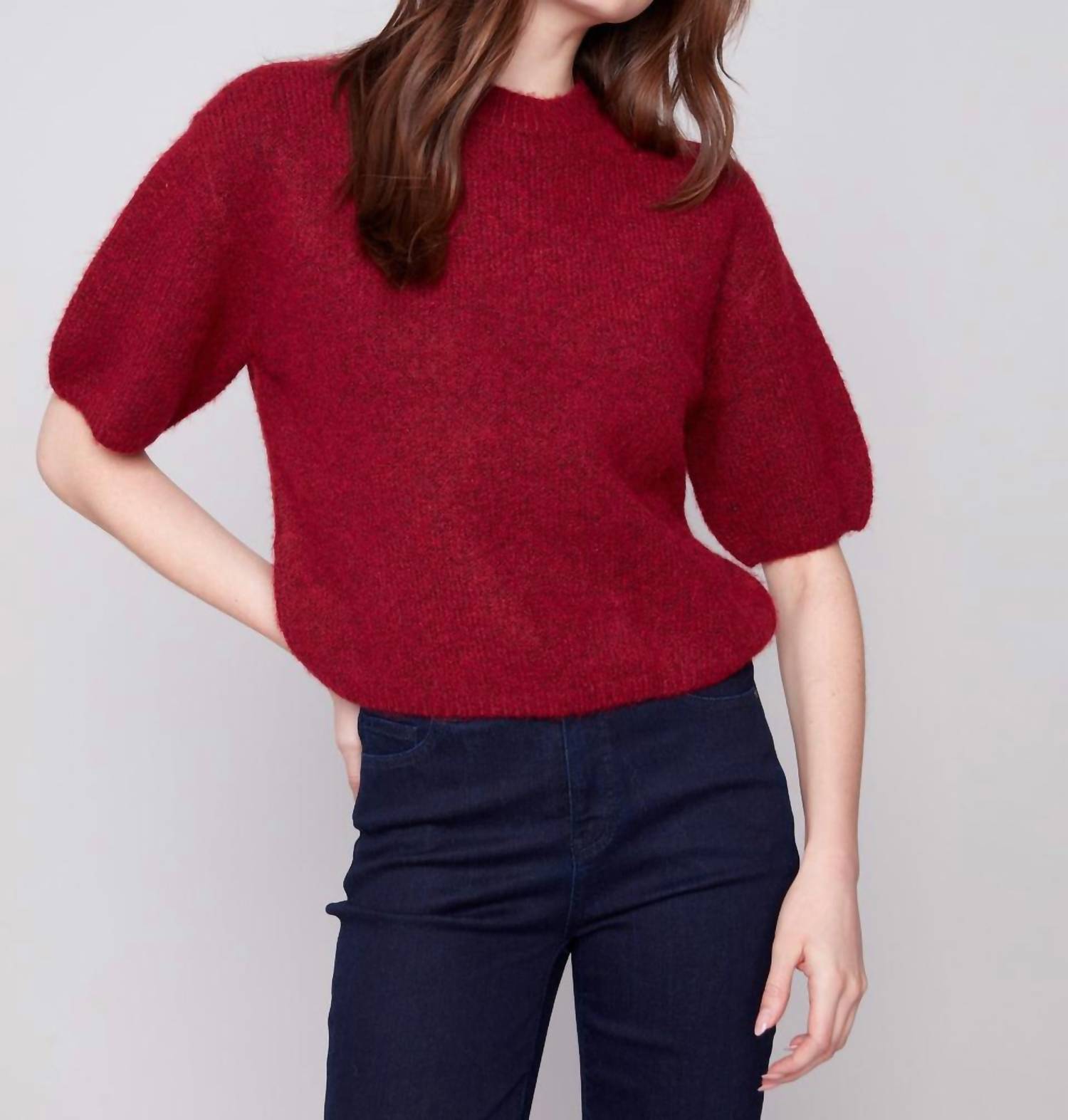 Charlie B - Elbow Sleeve Balloon Shape Sweater