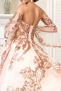 Elizabeth K - Sequin Print Strapless Ball Gown