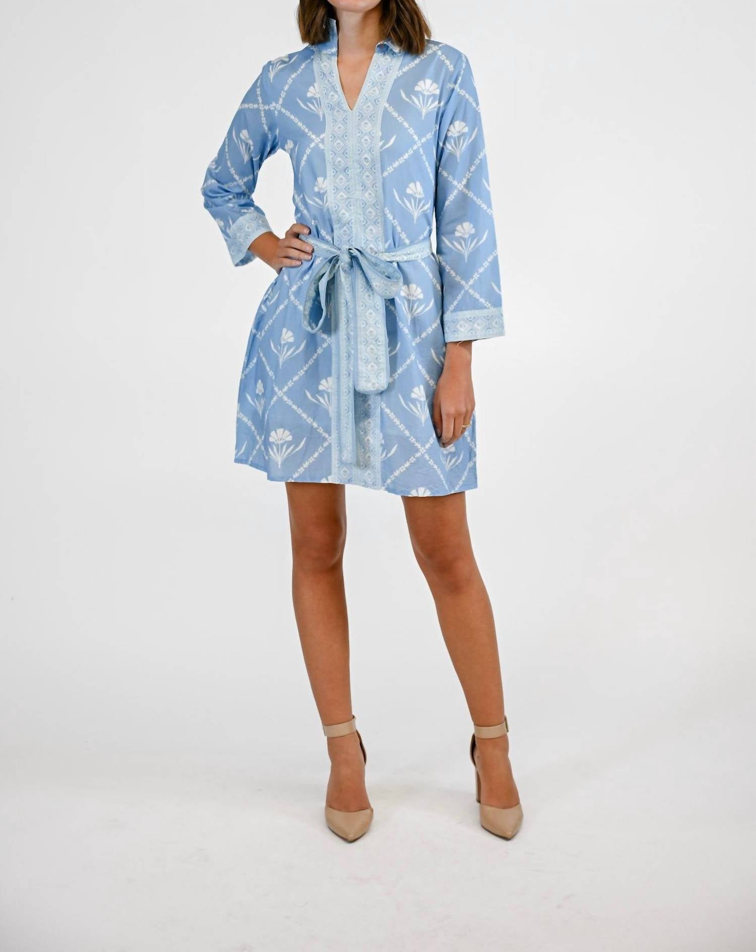 VICTORIA DUNN French Quarters Dress in periwinkle bloom - women's dress