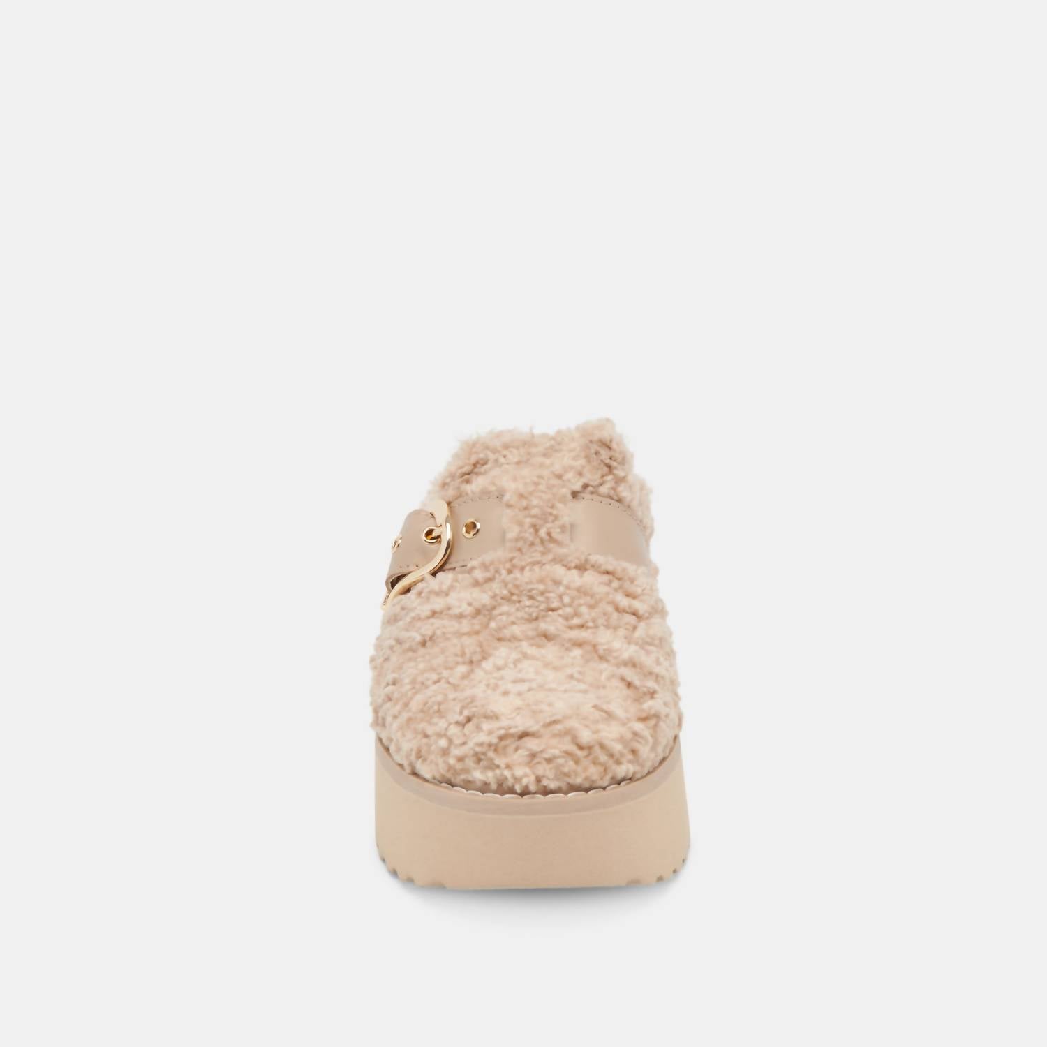 Dolce Vita Women's Lelani Plush Flats Platform Clogs in natural plush - women's shoe - alternate view