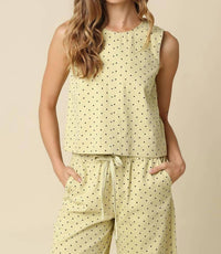Olivaceous - Women's Sleeveless Tank and Wide-Leg Pants Lounge Set