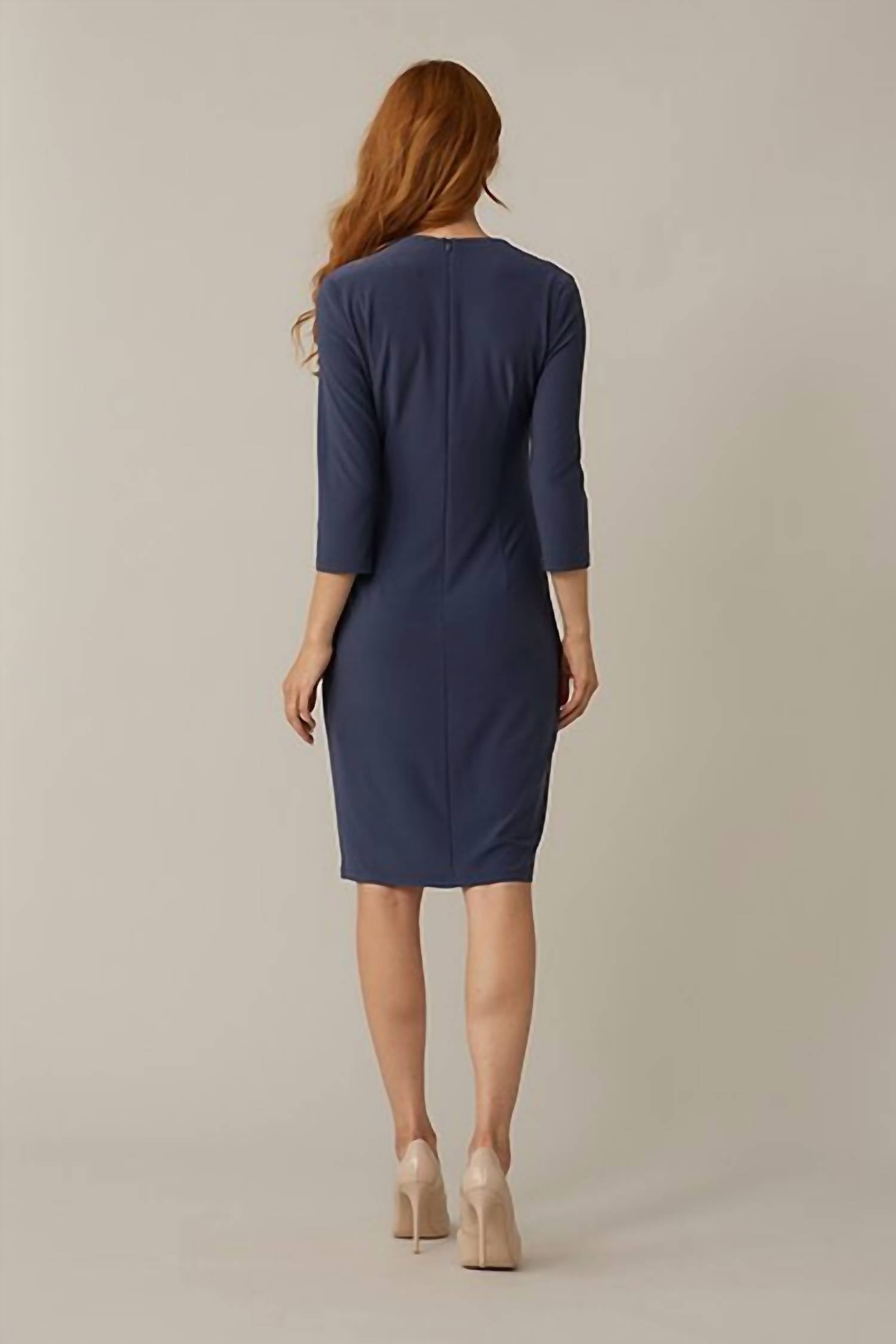 Joseph Ribkoff Midi Wrap Dress in mineral blue - women's dress - detail view
