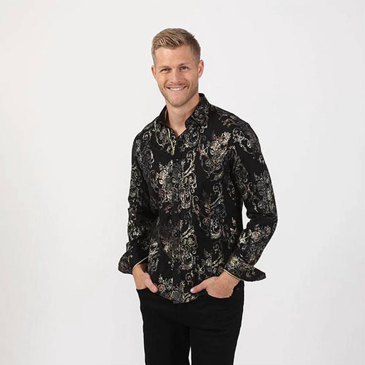 Eight X - Rose Foil Print Button Down Shirt