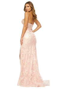 Sherri Hill - Strapless Sequin Lace Fitted Prom Dress