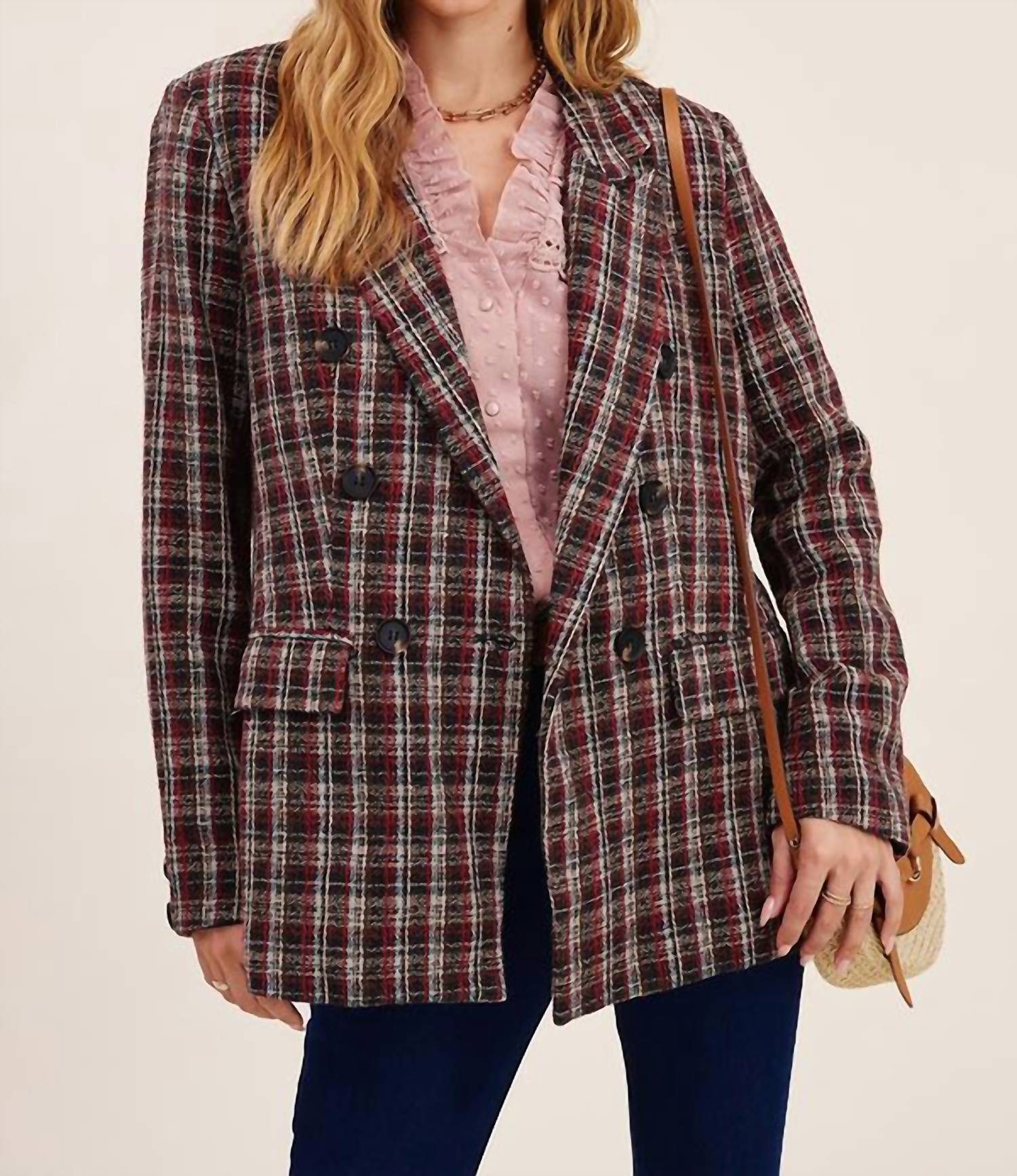 Listicle - Everything Woven Plaid Blazer