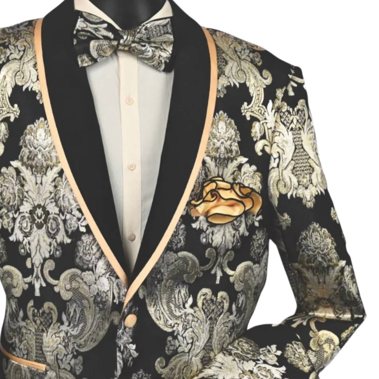 Mazari - Men's Metallic Blazer With Bow Tie