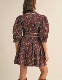 &merci Blanket Stitch Floral Mini Dress in plum - women's dress - view 7