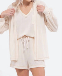 Blu Pepper - Reverse Stitched Open Front Cardigan