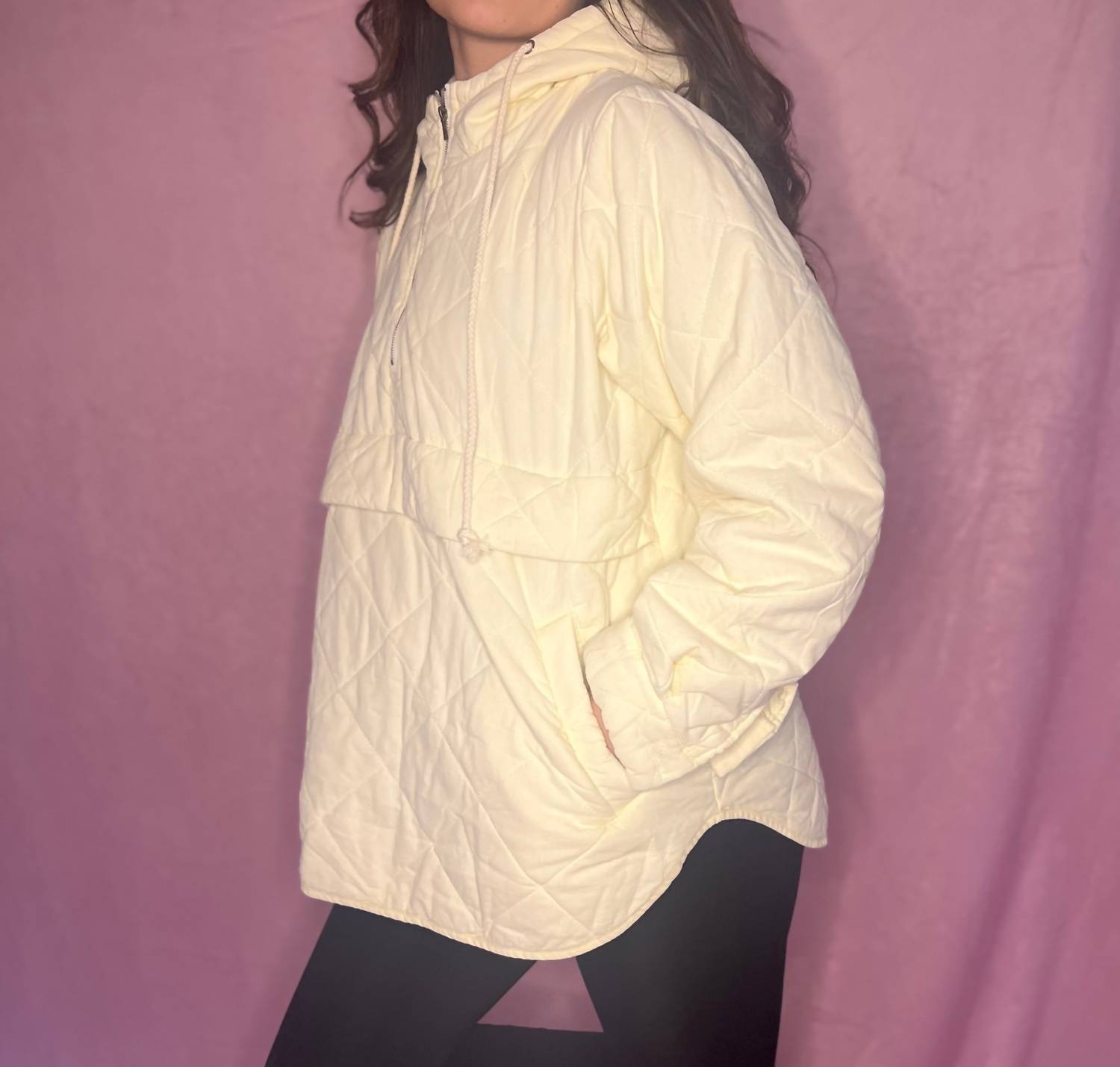 And The Why - Washed Quilting And Padding Half Zip-up Hoodie Jacket