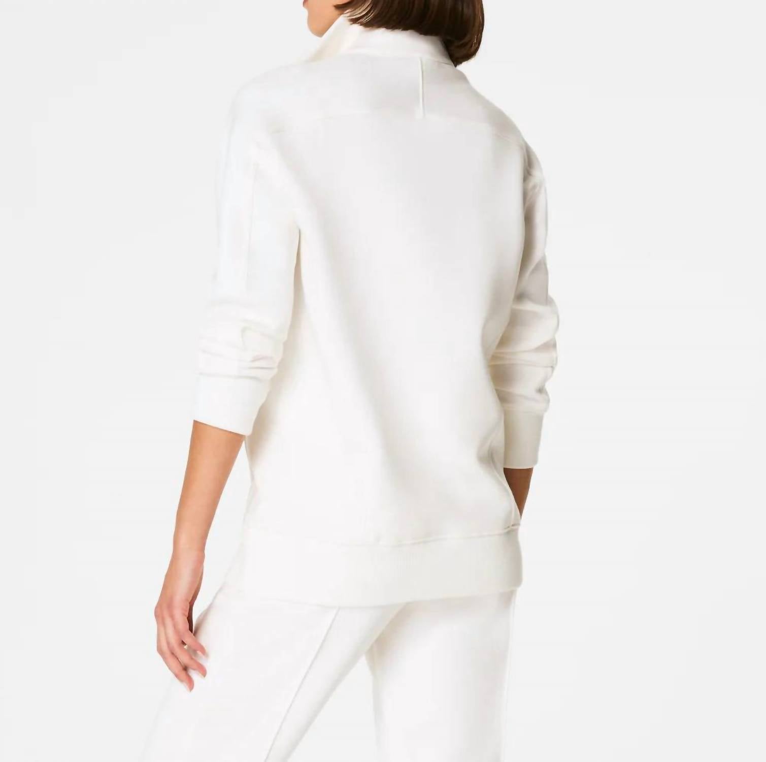 Spanx Airessentials Luxe Half Zip Tunic in powder - women's shirt - alternate view