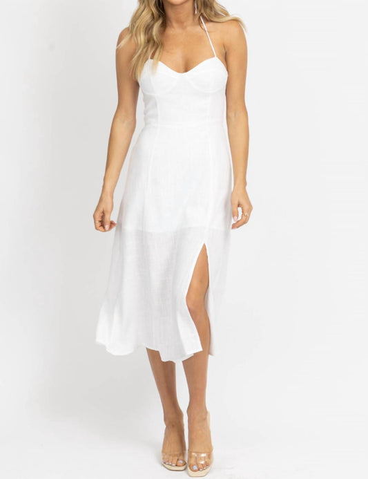 BUSTIER HALTER LINEN MIDI DRESS