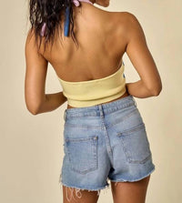 Blue Blush - Color Block Halter Sweater Top