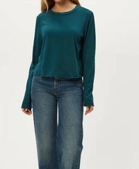 Michael Stars - Aiko New Jersey Long Sleeve Raw Hem Crew Tee
