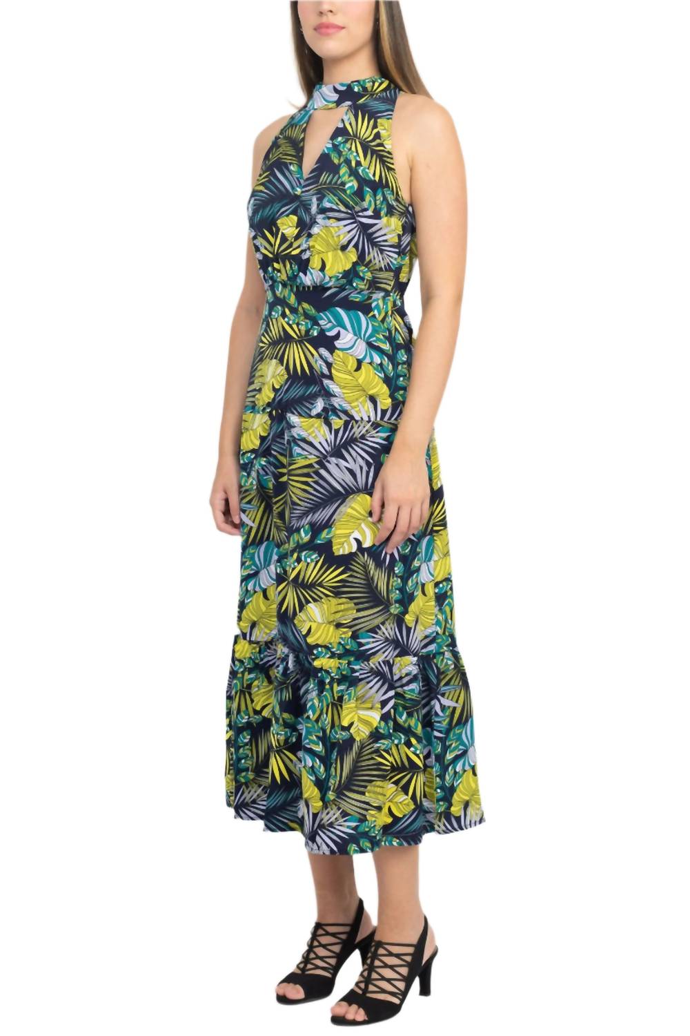 Sam Edelman - Halter Tie Neck Print Satin Dress