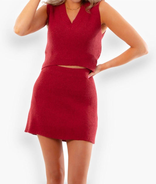 Tcec - No Complaints V Neck Sweater Vest And Skirt Set