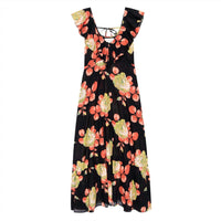 THE GREAT. Women's The Geranium Dress in cabbage rose print - women's dress - alternate view