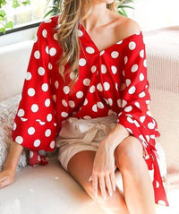 Vine & Love - Darla Polka Dot Tie Detail Blouse